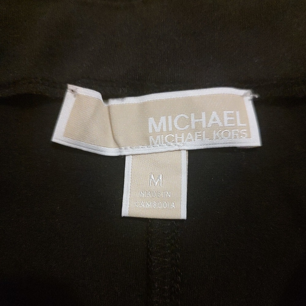 Michael Kors Black Pull On Leggings Slim Fit Pants MK‎ Logo Size Medium - Picture 5 of 5